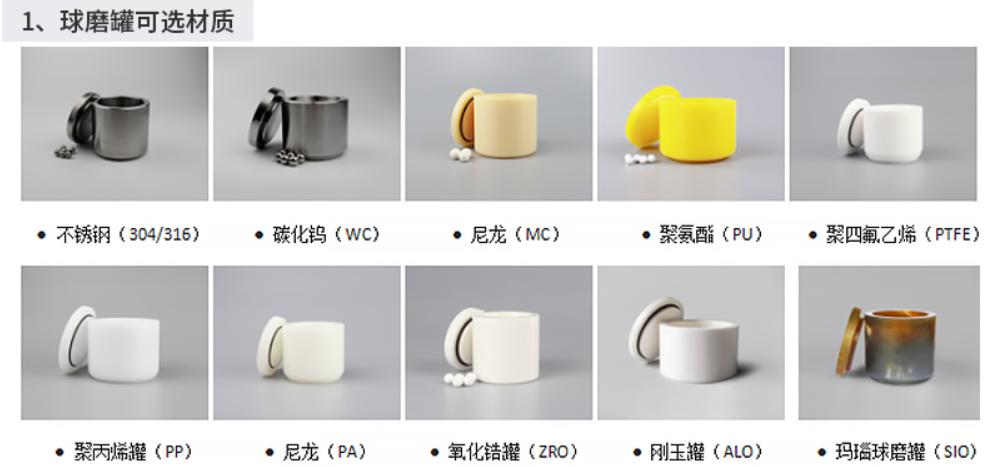 高性能球磨儀球磨罐可選材質(zhì)